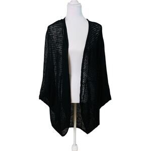 Haute Fox 3X Sheer Knit Open Front Cocoon Cardigan Sweater Black Dolman Sleeve